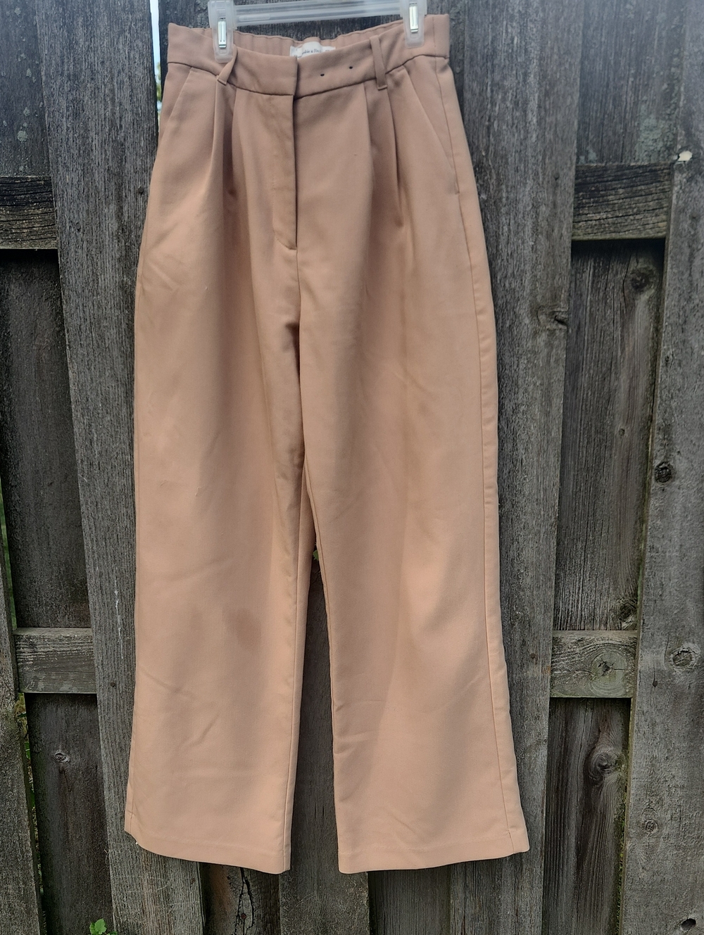 Abercrombie & Fitch Curve Love Wide-Leg Chinos Trousers in Tan Sz 4/ 27